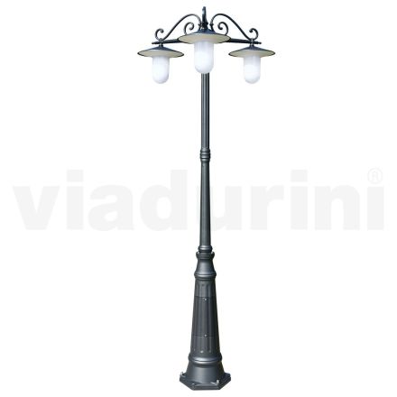 Gadelampe i vintagestil med 3 lys i gråt aluminium Fremstillet i Italien - Belen Viadurini