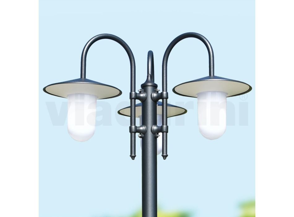 Gadelampe i vintagestil med 3 lys i aluminium Fremstillet i Italien - Belen Viadurini