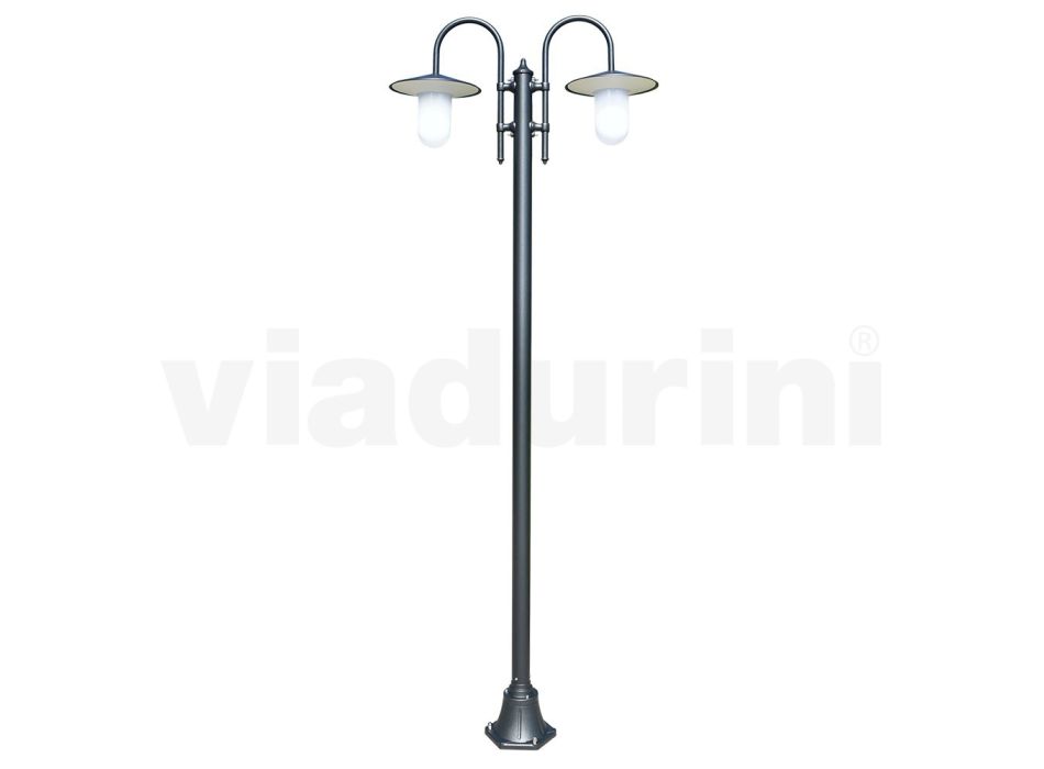Vintage havelampe 2 lys i aluminium Fremstillet i Italien - Belen Viadurini