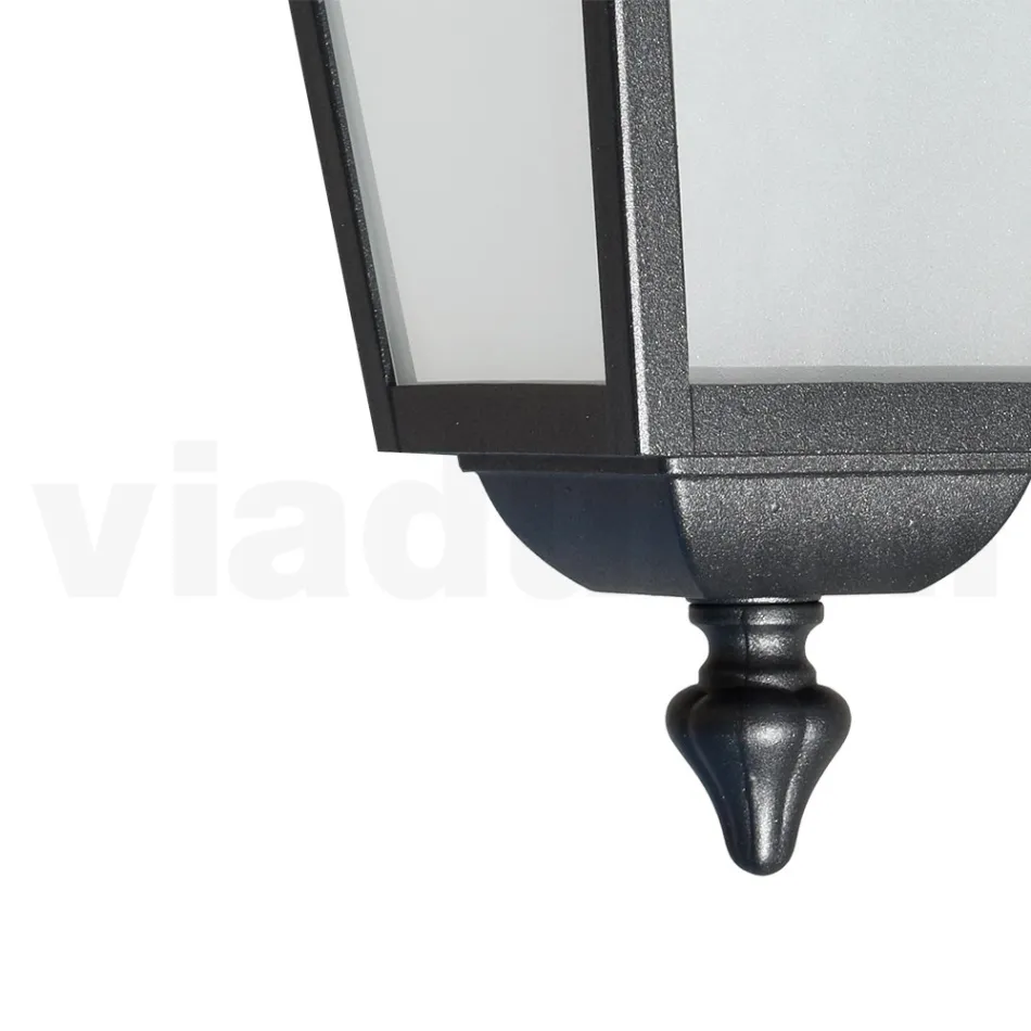 Haveloftslanterne i antracit aluminium og sandblæst glas - Elric Viadurini