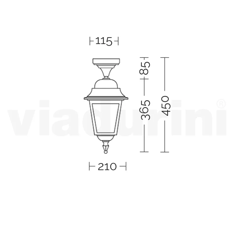 Loftslanterne i trykstøbt aluminium og glas diffuser - Scintilla Viadurini