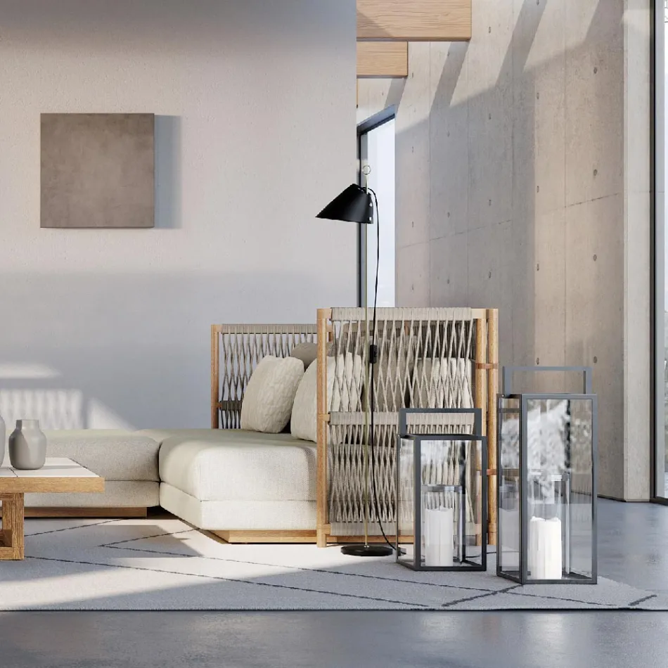 Udendørs lanterne med sort aluminiumsstruktur lavet i Italien - Eve Viadurini