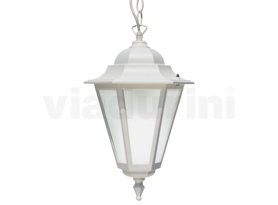Vintage udendørs lanterne i hvid aluminium lavet i Italien - Terella Viadurini