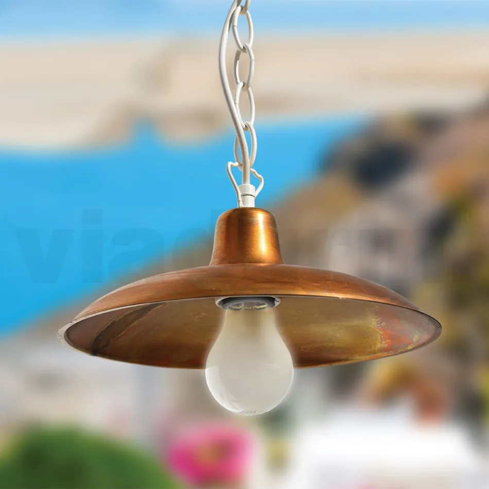 Vintage udendørs lanterne i aluminium og messing lavet i Italien - Adela Viadurini