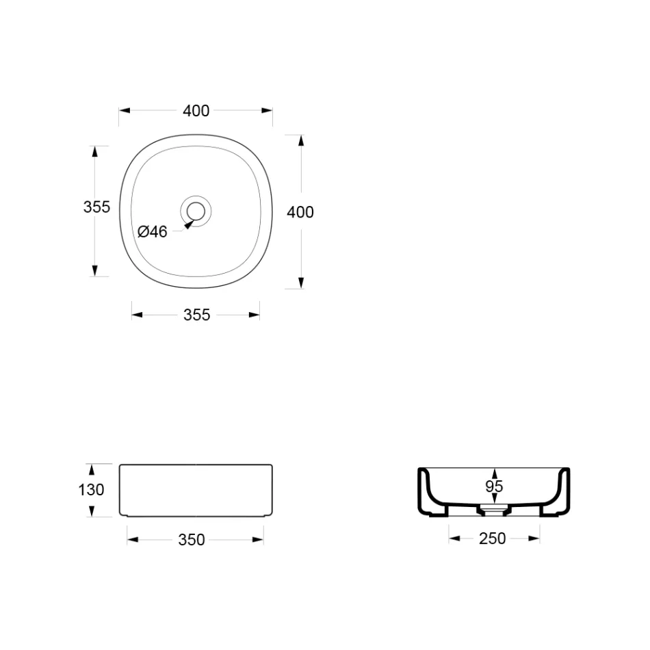 40x40 cm bordpladevask i keramik i forskellige farver, fremstillet i Italien - Girl Viadurini