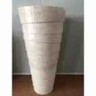 Design badeværelsevask i hvid Brent sten, unikt stykke Viadurini