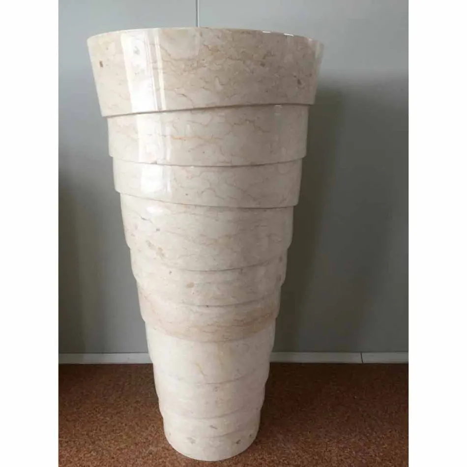 Design badeværelsevask i hvid Brent sten, unikt stykke Viadurini