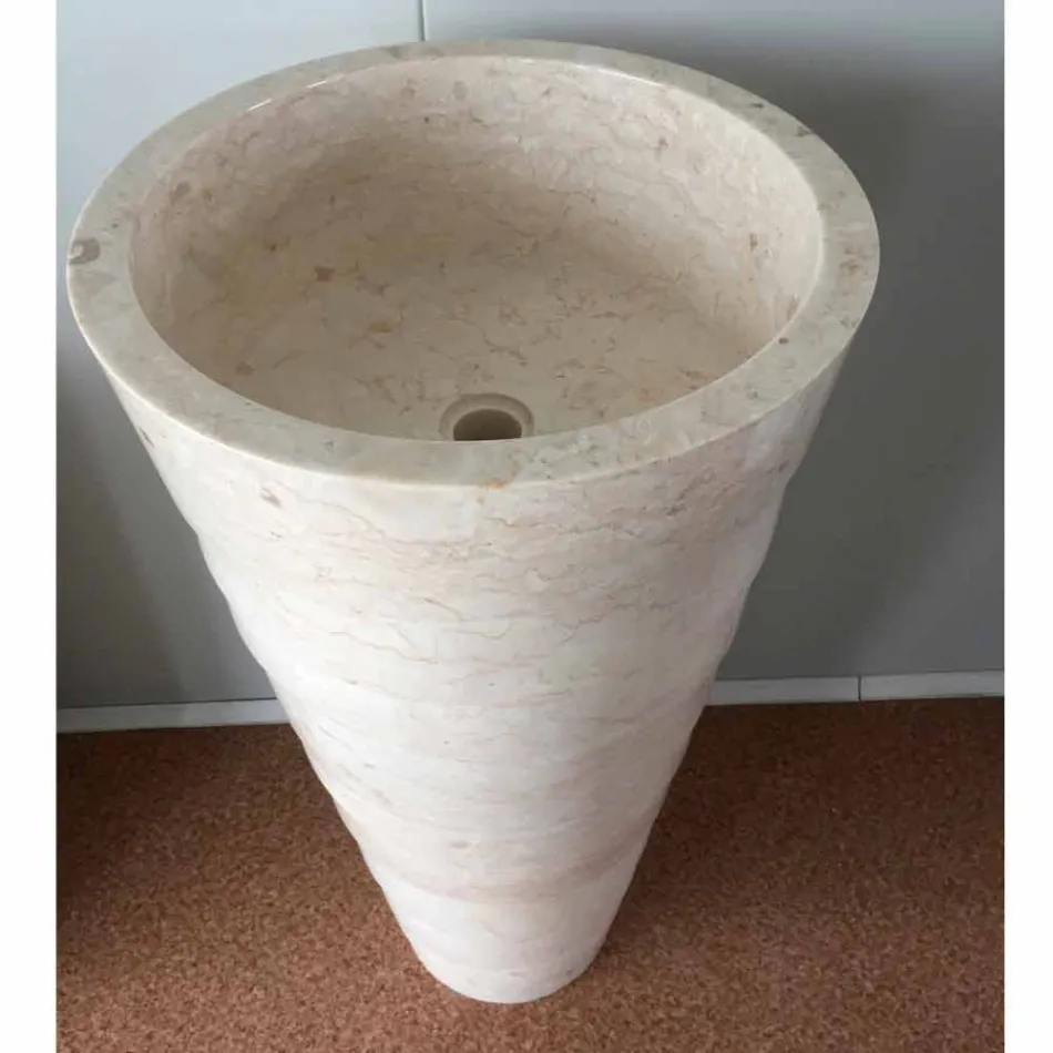 Design badeværelsevask i hvid Brent sten, unikt stykke Viadurini