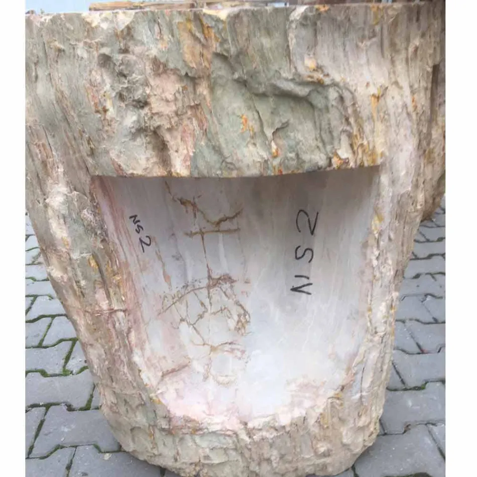 Design piedestalvaske i Ley natursten, håndlavet Viadurini