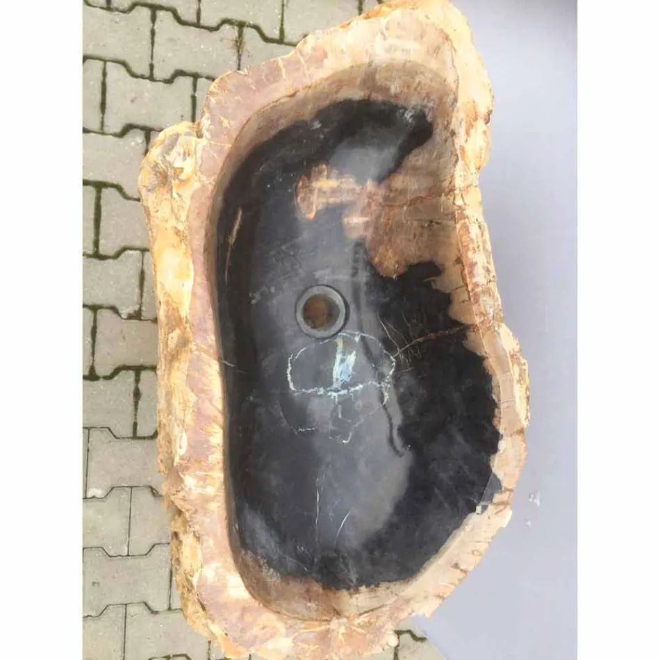 Design piedestalvaske i Ley natursten, håndlavet Viadurini