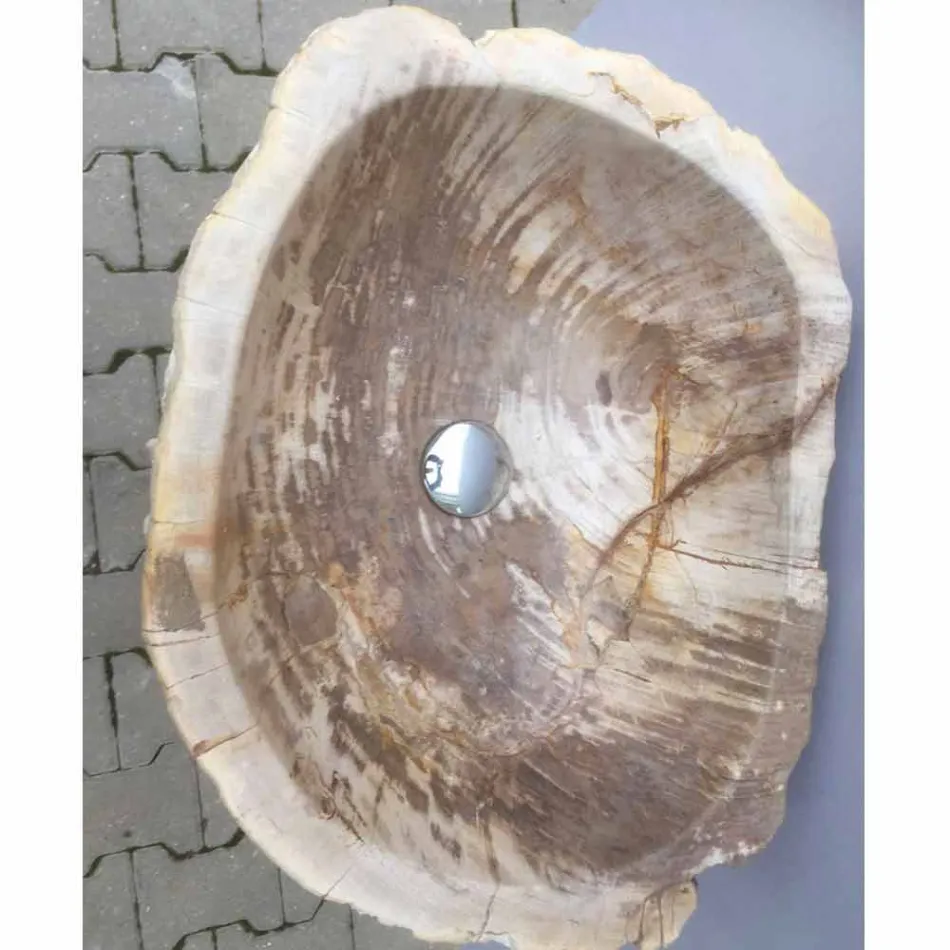 Design piedestalvaske i Ley natursten, håndlavet Viadurini