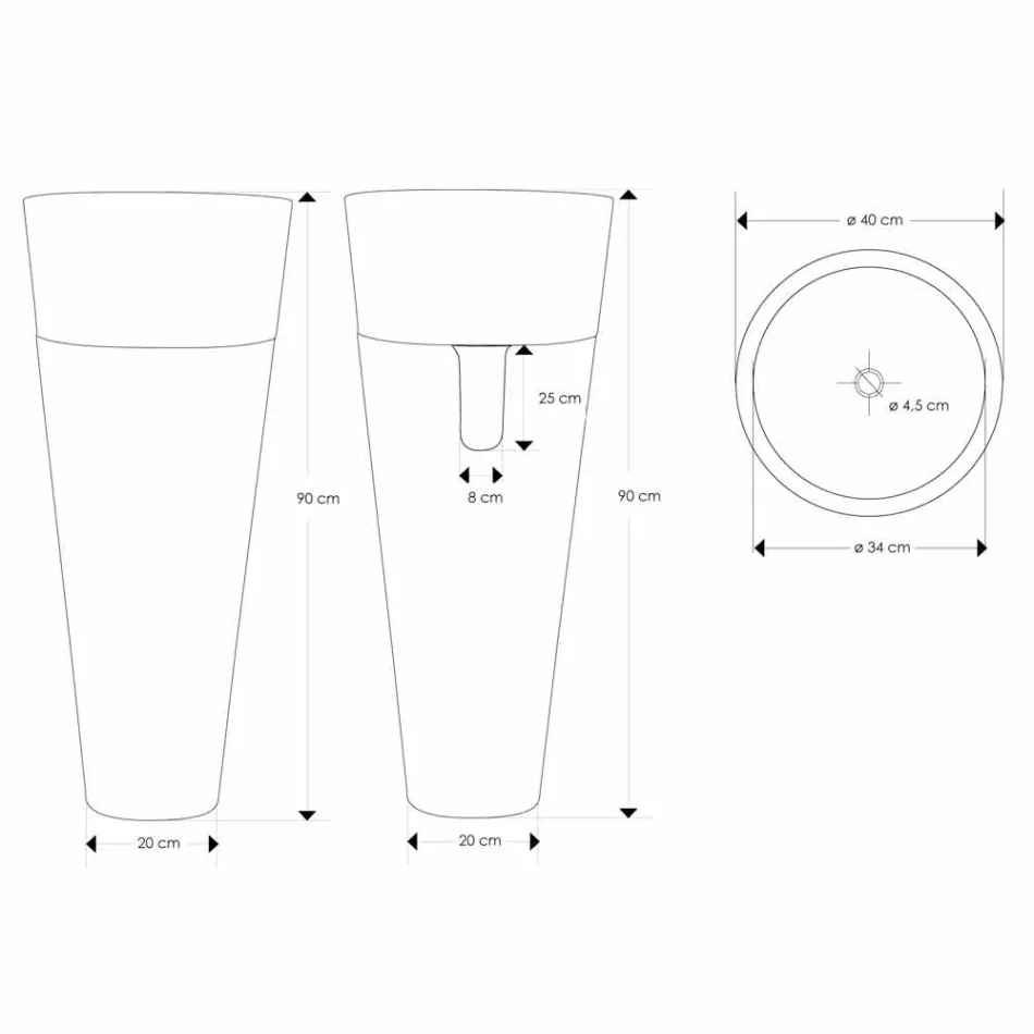 Søjlehåndvask af moderne design i blank sort marmor - Merlo Viadurini