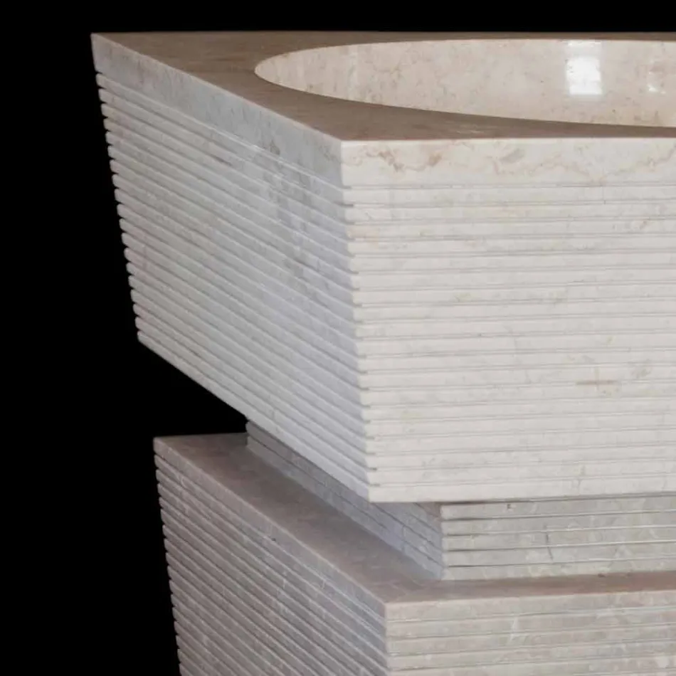 Sokkelvaske lavet af natursten Sire hvid, håndlavet Viadurini