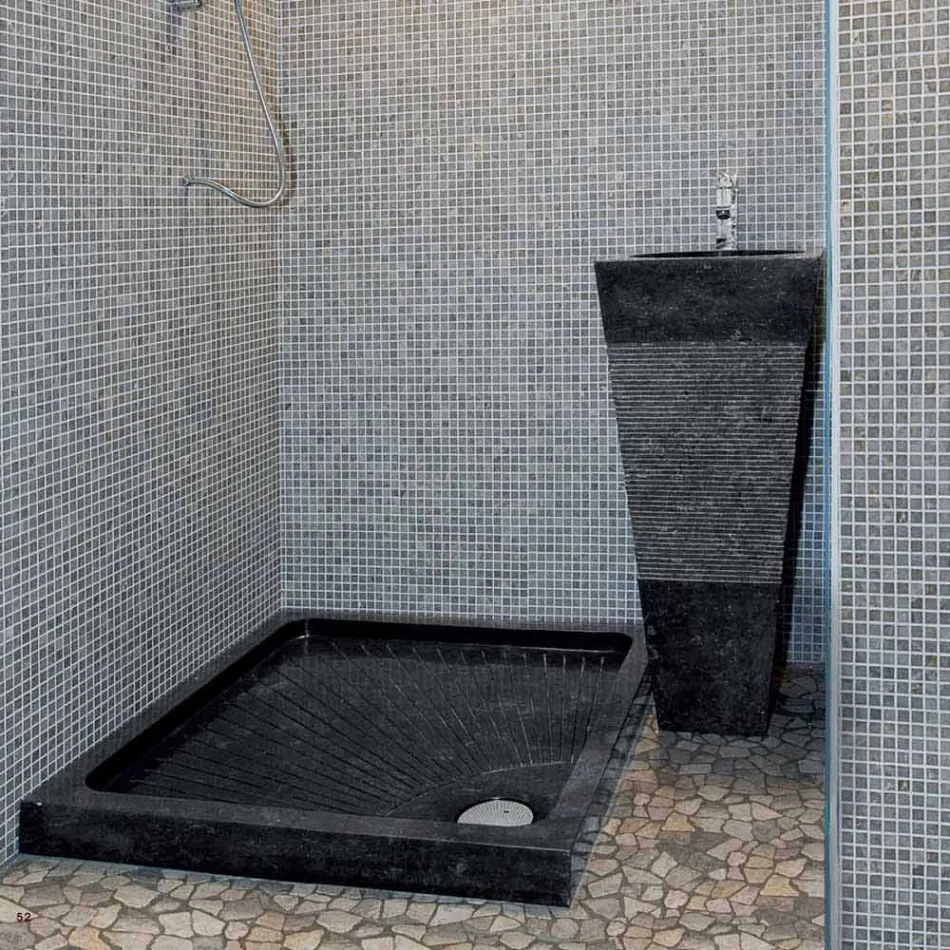 Håndvask Kolonne Pyramid Stone Natural Black Nias Viadurini