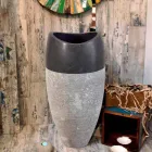 Håndvask Kolonne Sfærisk Stone Natural Black Gili Viadurini