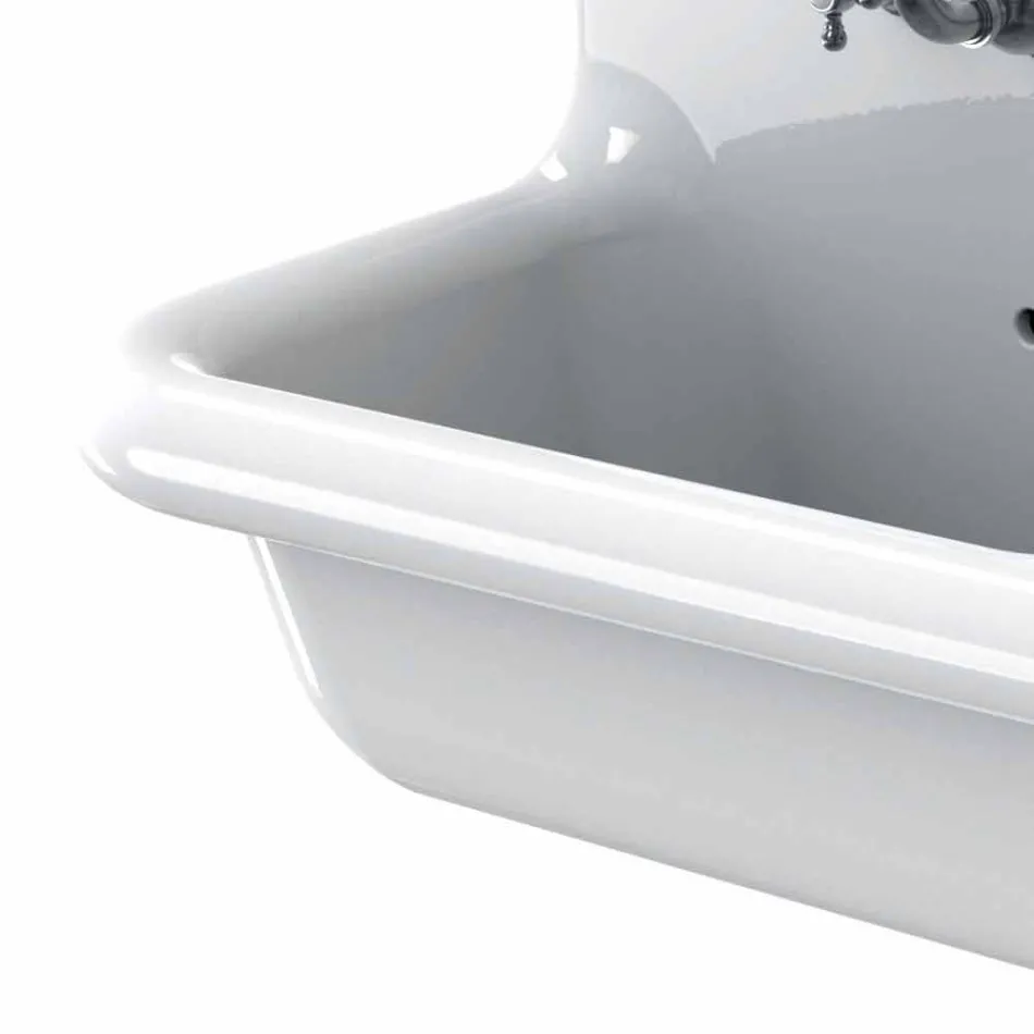 Sink dobbelt skål mur i moderne hvid keramik Andy Viadurini