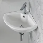 Hjørnevask i hvid keramik med et moderne og elegant design - Silica Viadurini