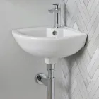 Hjørnevask i hvid keramik med et moderne og elegant design - Silica Viadurini