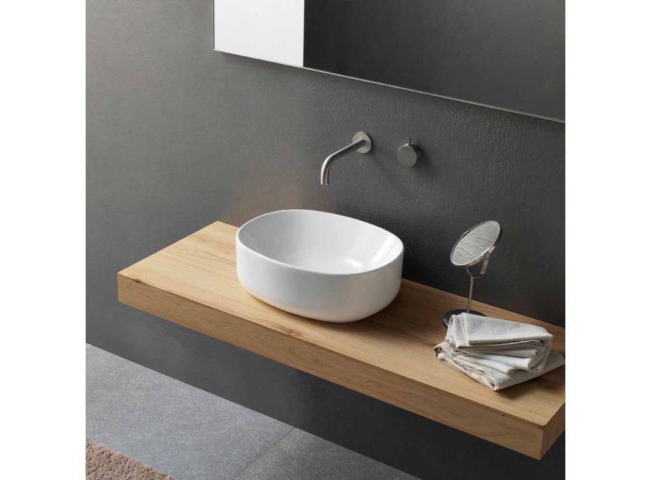 Moderne design oval håndvask i hvid keramik - Ventori2 Viadurini