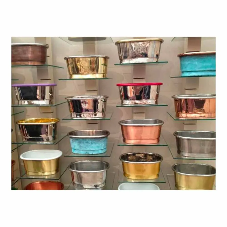 Sink design support kobber med satin nikkel overflade Pure Viadurini