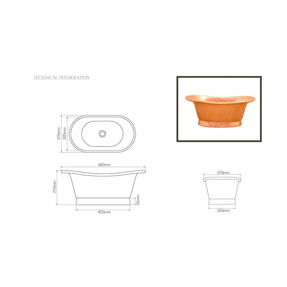 Sink design support kobber håndlavet Cala Viadurini