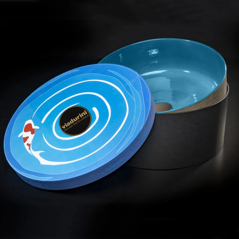 Blå bordplade badeværelseshåndvask lavet af ildfast ler - Tatiana Viadurini