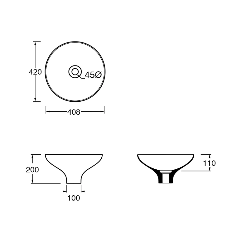 Rund farvet keramisk bordplade til badeværelset, lavet i Italien - Hoscar Viadurini