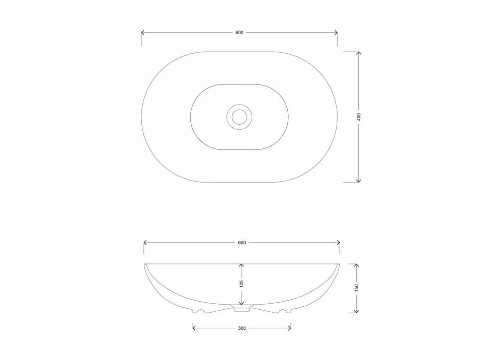 Oval design køkkenvask i keramik fremstillet i Italien - kæde Viadurini