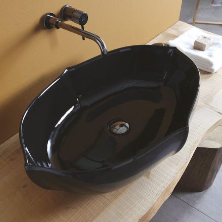 Skinnende Keramisk Bordplade Håndvask Lavet i Italien - Oscar Viadurini