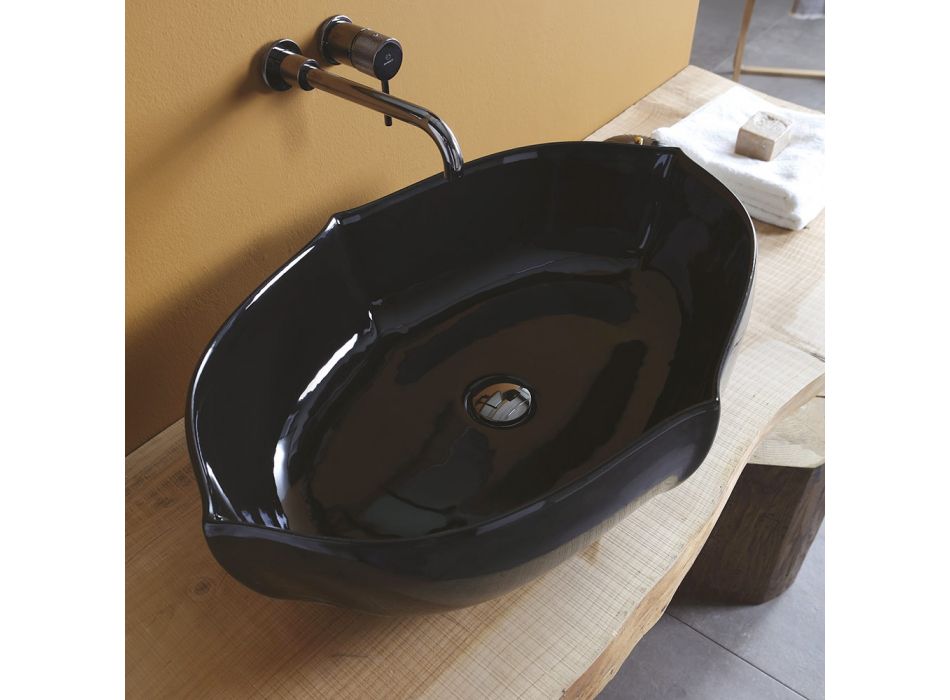 Skinnende Keramisk Bordplade Håndvask Lavet i Italien - Oscar Viadurini