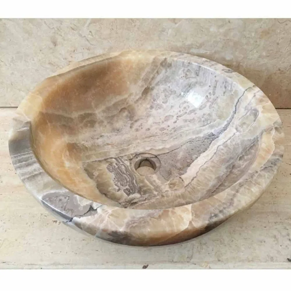 Countertop håndvask i naturlig onyx sten Ana, håndlavet Viadurini