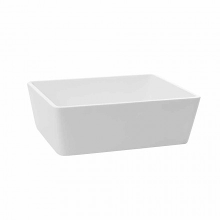 Hvid solid overflade køkkenbordet håndvask med skjult afløb - sider Viadurini