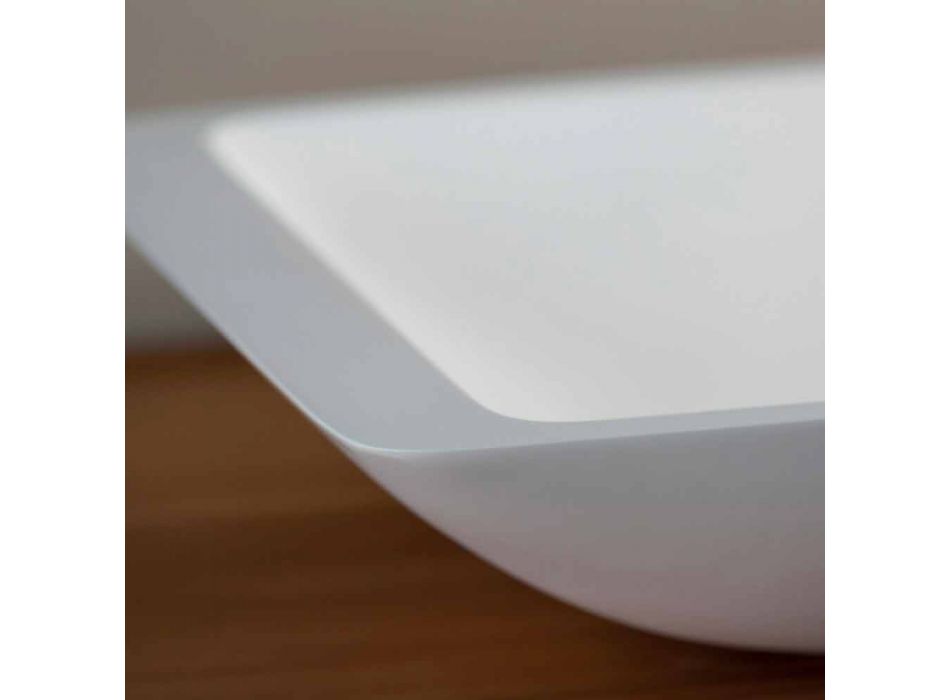 Rektangulær køkkenvask i hvid solid overflade - Albertina Viadurini