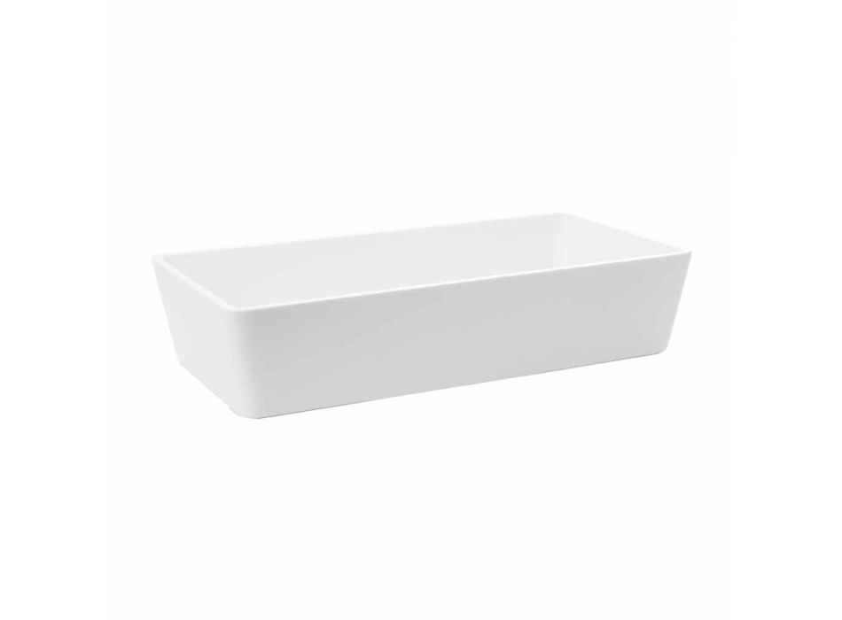 Rektangulær køkkenvask i massiv overflade Hvid finish - Sider Viadurini
