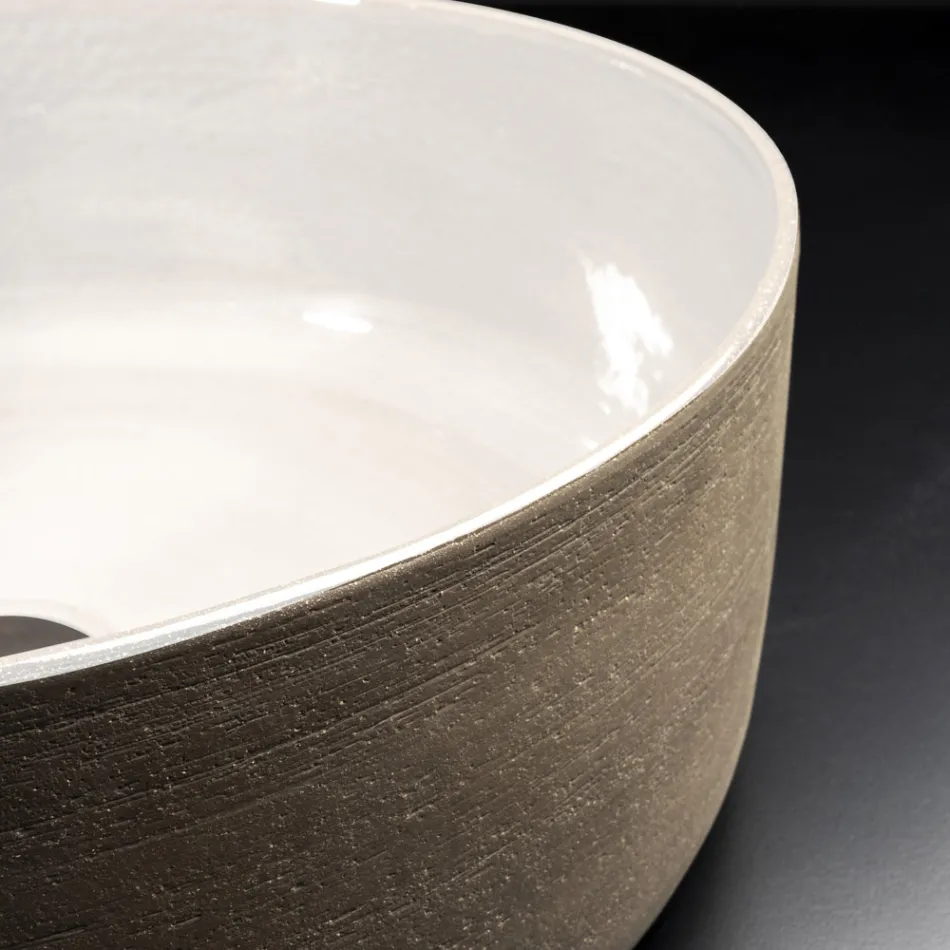 Hvid design badeværelsesvask i ildfast ler Lavet i Italien - Tatiana Viadurini