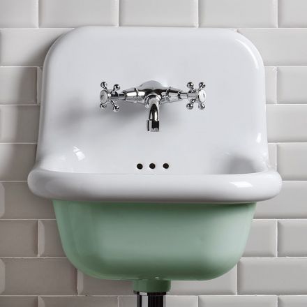 Fritstående badeværelse Håndvask i hvid og farvet keramik 42 cm - Meridiano Viadurini