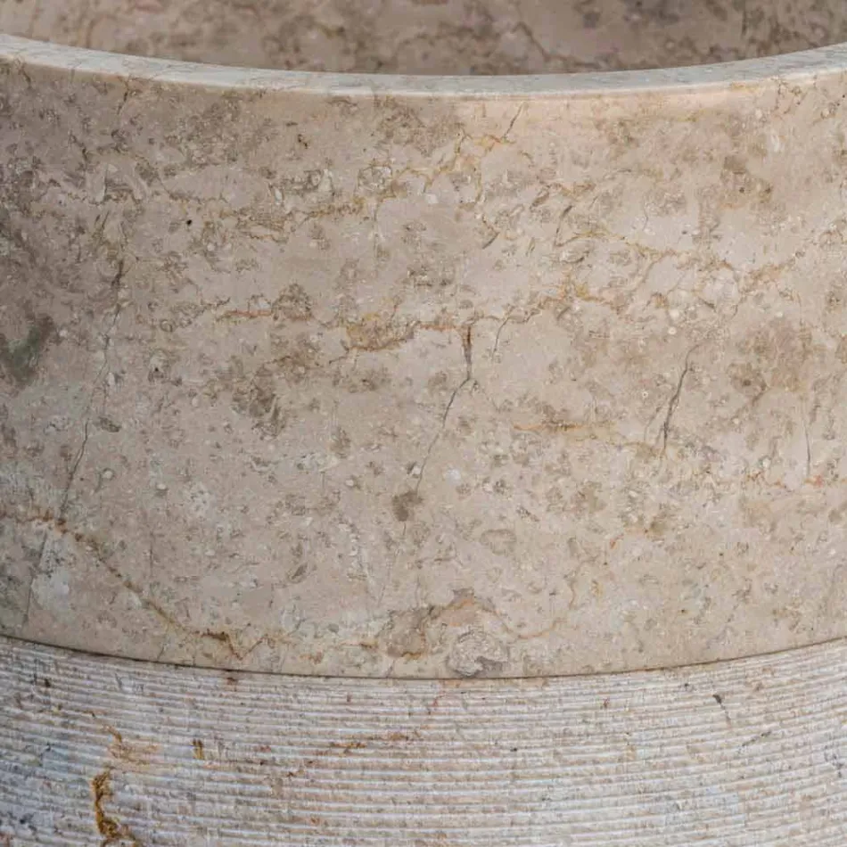 Fritstående håndvask til badeværelse i marmor elfenben finish cylindrisk form - Cremino Viadurini