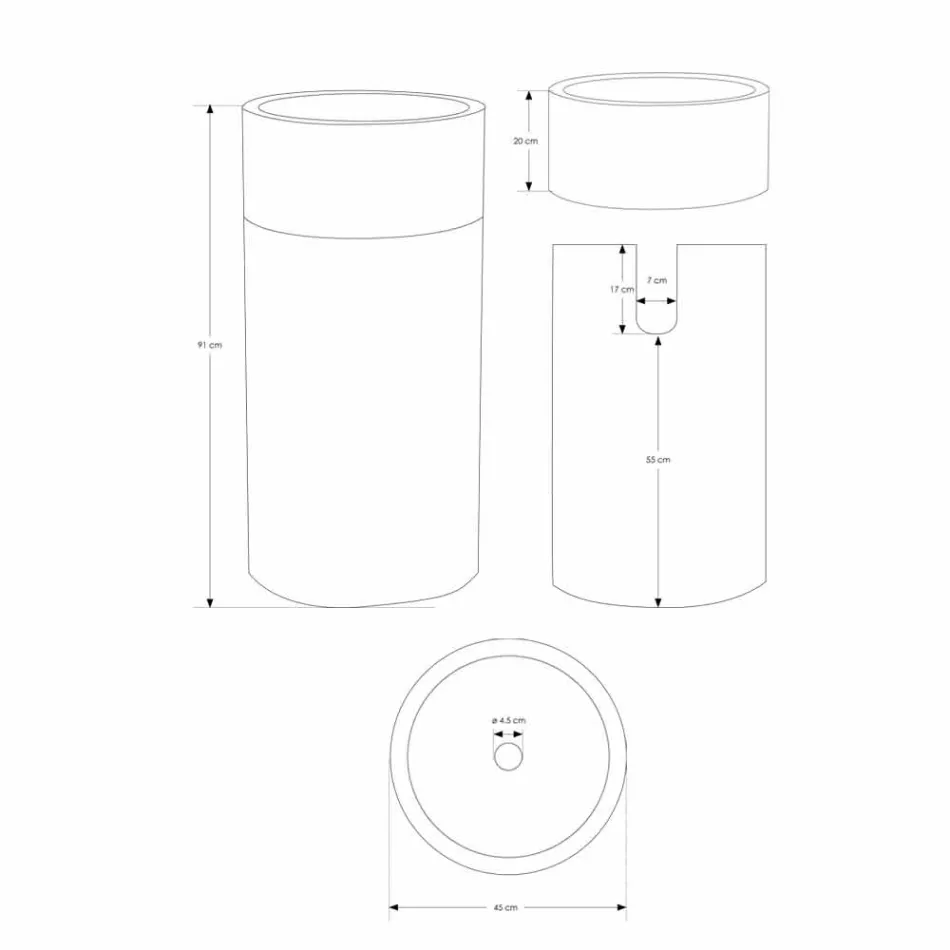 Fritstående håndvask til badeværelse i marmor elfenben finish cylindrisk form - Cremino Viadurini