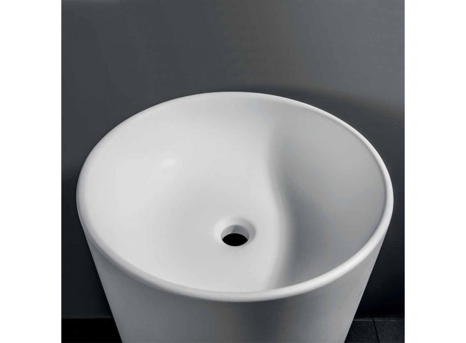 Fritstående håndvask til badeværelse i hvid harpiks med cylindrisk form - Libertine Viadurini