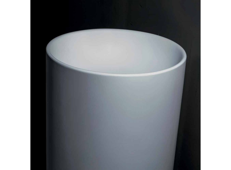 Fritstående håndvask til badeværelse i hvid harpiks med cylindrisk form - Libertine Viadurini