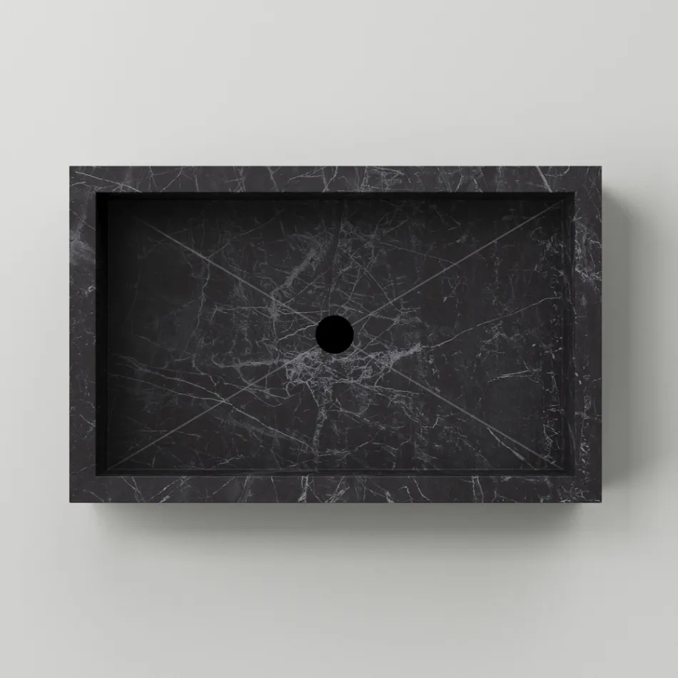 Badeværelseshåndvask i marmoreffekt porcelæn Stentøj Made in Italy - Ludmilla Viadurini