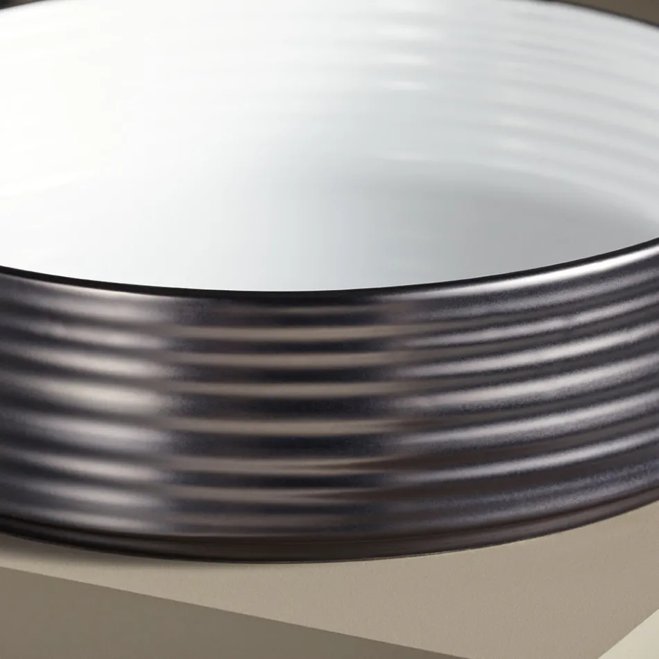 Håndvask i hånddrejet porcelænsstentøj Made in Italy - Dart Viadurini