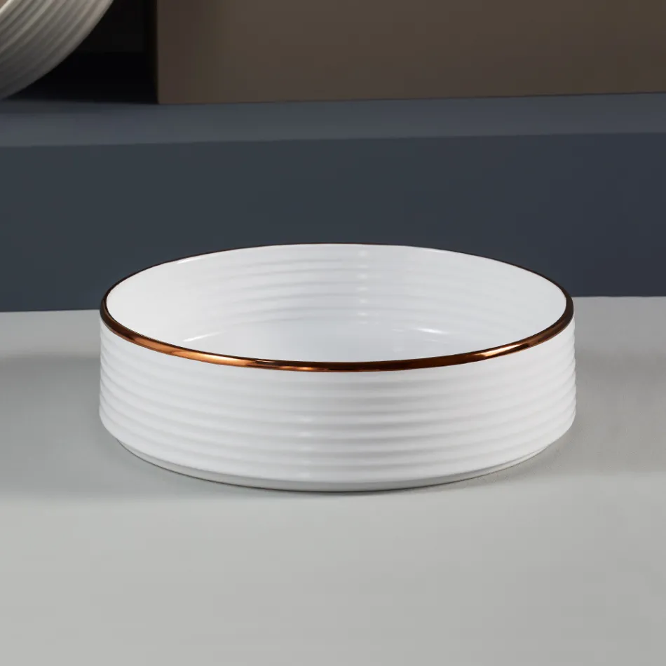 Håndvask i hånddrejet porcelænsstentøj Made in Italy - Dart Viadurini