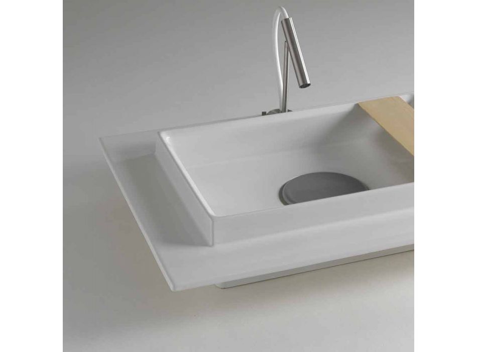 Basin badeværelse keramisk rektangulære moderne design Fred Viadurini