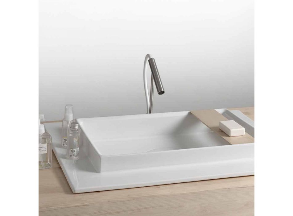 Basin badeværelse keramisk rektangulære moderne design Fred Viadurini