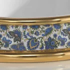 Semi-forsænket badeværelsevask i ild ler og guld lavet i Italien, Manilo Viadurini