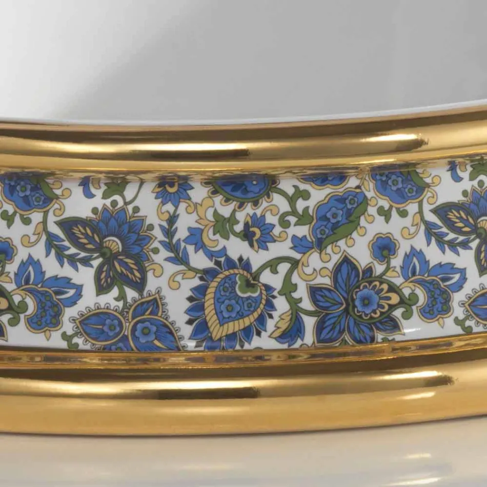 Semi-forsænket badeværelsevask i ild ler og guld lavet i Italien, Manilo Viadurini