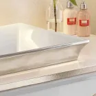 Semi-forsænket badeværelsevask i ild ler og platin lavet i Italien, Guido Viadurini