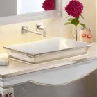 Semi-forsænket badeværelsevask i ild ler og platin lavet i Italien, Guido Viadurini