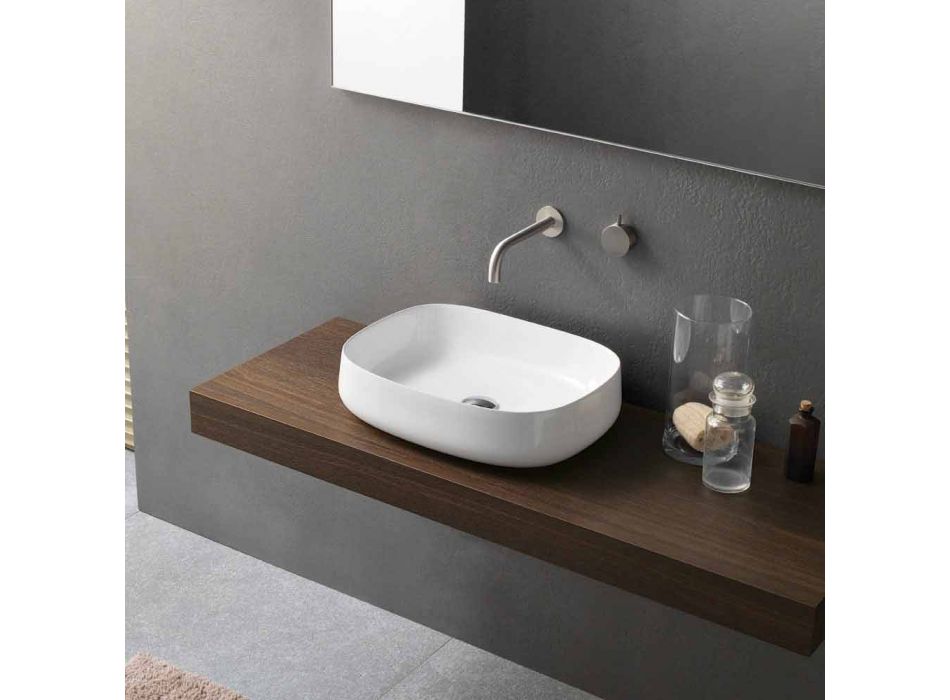 Moderne design hvid bordplade keramisk håndvask lavet i Italien - Tune2 Viadurini